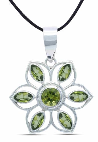 Mantraroma Kettenanh Nger 925 Silber Peridot Leuchtend Gr
