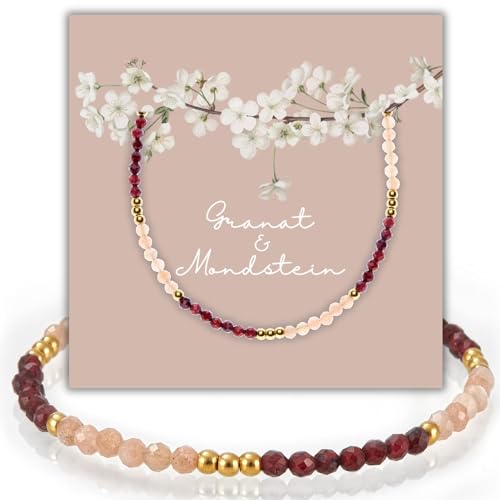 Happymaker Mondstein Armband Mit Granat Perlenarmband Mit Echten