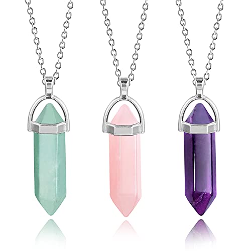 Kristall Kette Set Amethyst Rosenquarz Kristalle Heilsteine Kette