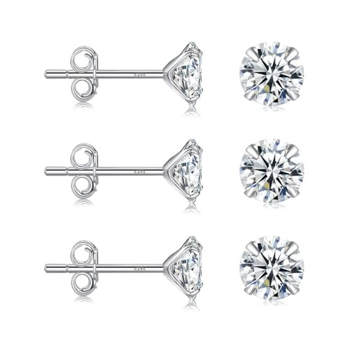 Ecripe 3 Paar 925 Sterling Silber Ohrringe F