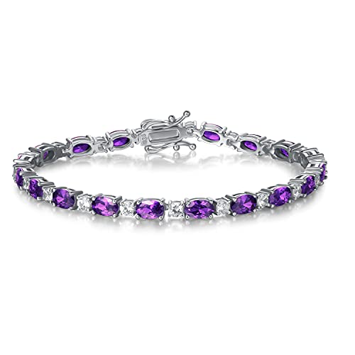 Fancime Tennisarmband Damen 925 Sterling Silber Amethyst Tennis