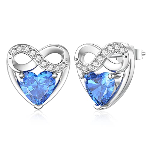 Unendlichkeit Liebe Herz Ohrstecker Blau Tansanit Ohrringe F