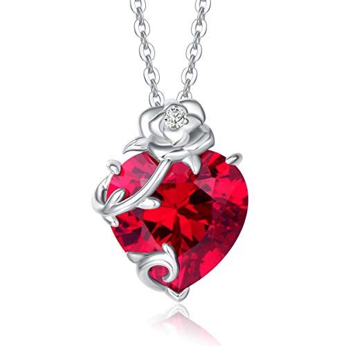 Fancime Herz Rose Juli Birthstone Kette F R
