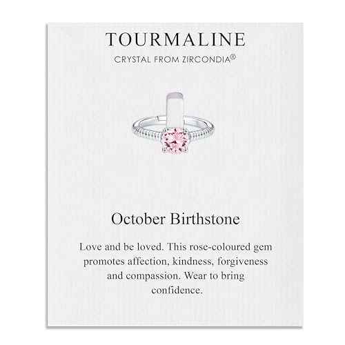 Philip Jones Oktober Turmalin Verstellbarer Geburtssteinring Mit Zircondia