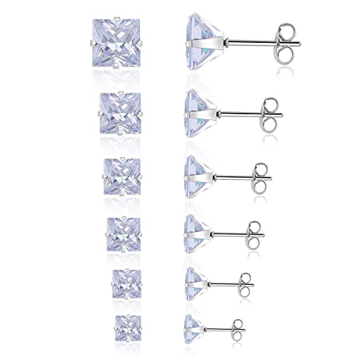 6 Paar Zirkon Ohrstecker Damen Strass Ohrstecker 3