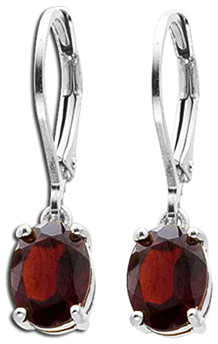 Ch Abramowicz Granat Ohrringe Silber 925 Weinrote Natur