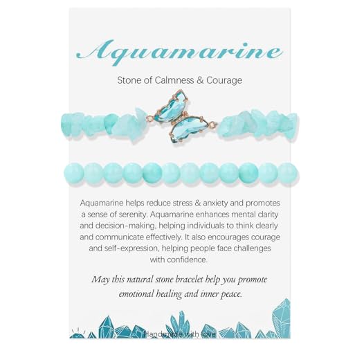 2 St Ck Echtes Aquamarine Edelstein Armband F