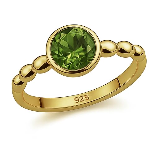 Peridot Edelstein Bubble Vergoldet Sterling Silber Ring Nat
