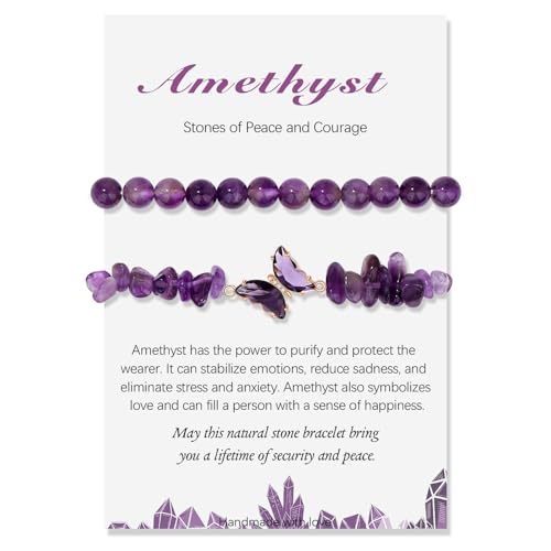 2 St Ck Verstellbare Schmetterlings Amethyst Armband F