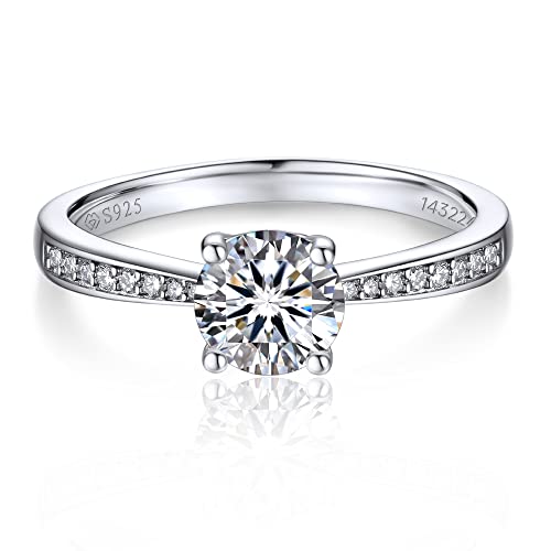 Momentwish Verlobungsring Damen 1 Karat Moissanit Diamant Ring