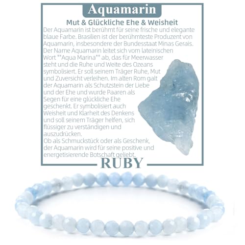 Ruby Perlenarmband Damen Echtes Naturstein Armband Hochwertiges 4mm