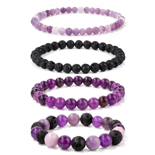 Aidenn Amethyst Armband Damen Naturstein Edelstein Perlenarmband Damen