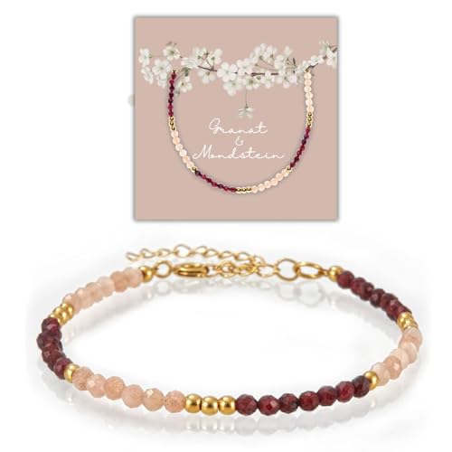 Happymaker Mondstein Armband Mit Granat Perlenarmband Mit Echten