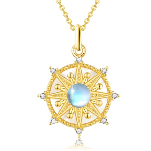 Redsun Stern Kette 925 Sterling Silber Mondstein Anh