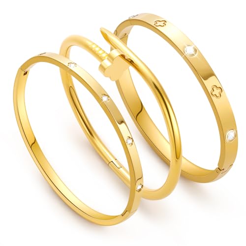 J F E Edelstahl Armband Damen Wasserfest Kleeblatt