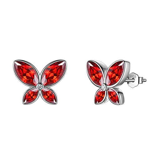 Aurora Tears Rot Schmetterling Ohrstecker Frauen 925 Sterling