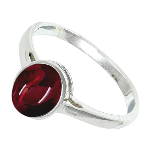 Jewelforce 925 Sterling Silber Cabochon Granat Edelstein Ring
