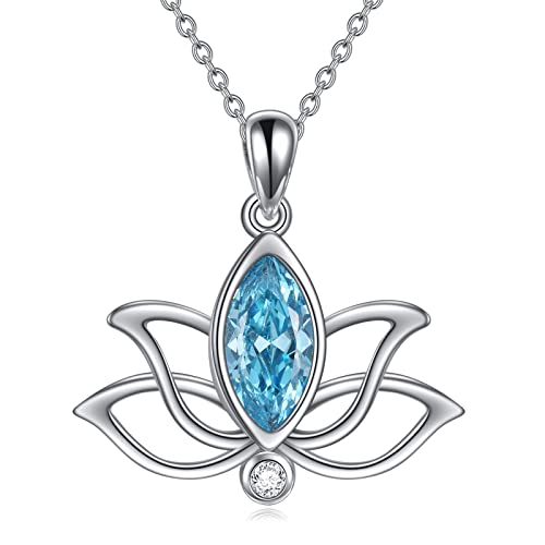 Yfn Geburtstein Lotos Halskette Sterling Silber Lotus Anh
