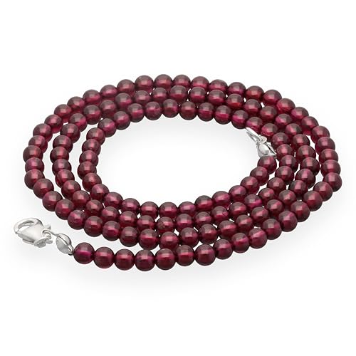 Lebensquelle Plus Granat Edelstein Kugelkette 925 Silber Verschluss