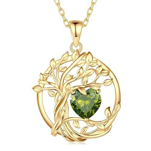Fancime Lebensbaum Peridot Kette F R Damen Gelbgold