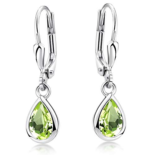 Materia Damen Ohrringe Edelstein Peridot Stein 925 Sterling