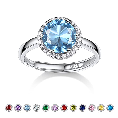 Bestyle Frauen Mondstein Ring Aquamarine Modeschmuck Ring Silber