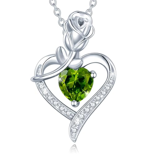 Fancime 925 Sterling Silber Vergoldet Halskette Rose Herz