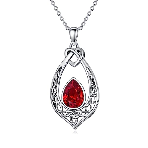 Keltischer Knoten Rubin Rot Kette Halskette 925 Sterling