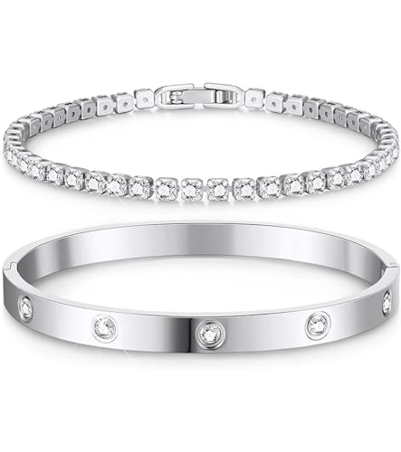 T Takone Tennisarmband Damen Set 2pcs Glitzer Bracelet