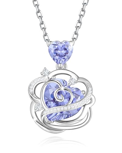 Fancime Tansanit Halskette Dezember Geburtstein Sterling Silber Rose