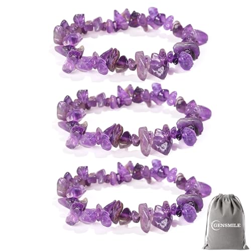 Gensmile Amethyst Stein Armband Kristallsteine Kette 3 St