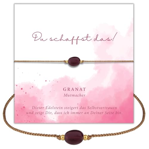 Happymaker Mutmacher Geschenk Granat Armband Mit Vergoldeten Perlen