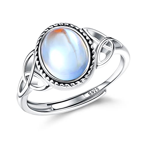 Milacolato Ring Silber 925 Damen Mondstein Ring Verstellbar