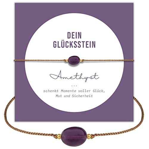 Happymaker Amethyst Armband Damen Edelstein Armband Lila Mit