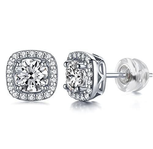 Moissanite Ohrstecker 10 Karat Wei Gold Plattiert Sterlingsilber