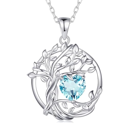Fancime Lebensbaum Aquamarin Kette F R Damen 925