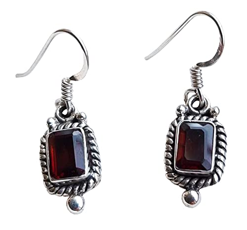 Damen Edelstein Ohrringe Granat 925 Er Sterling Silber