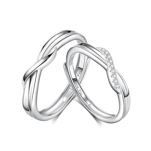 Anazoz Ring Unendlichkeit Silber 925 Verlobungsring Paar Verstellbar