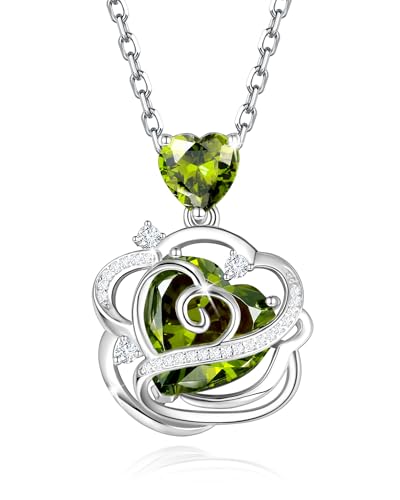 Fancime Peridot Halskette August Geburtsstein Kette Sterling Silber