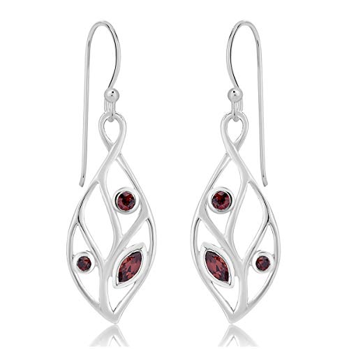 Dtpsilver Damen Haken Ohrringe 925 Sterling Silber Blattform