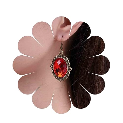 Inilbran Boho Rubin Ohrringe Rot Edelstein Ohrringe Vintage
