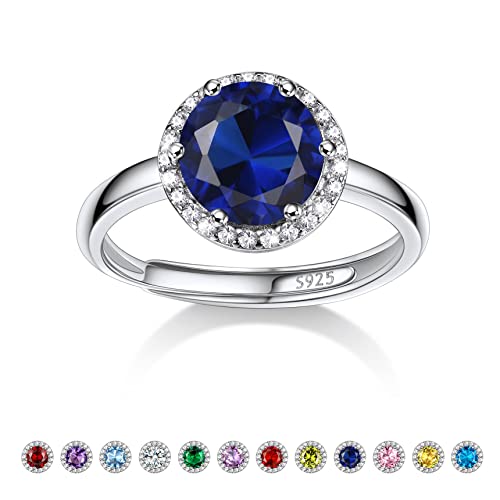 Bestyle Frauen Mondstein Ring Saphir Modeschmuck Ring Silber