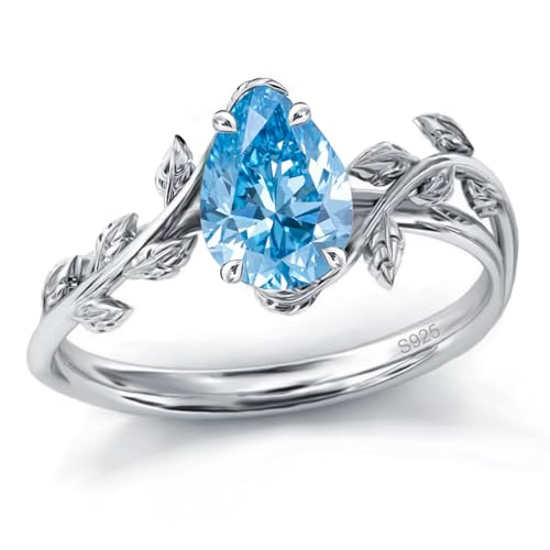 925 Sterling Silber Blauer Topas Ring F R