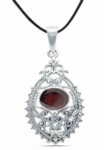 Mantraroma Kettenanh Nger 925 Silber Granat Roter Stein
