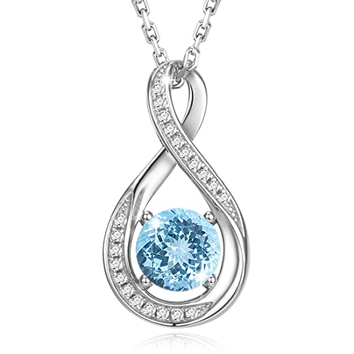 Gemlanto 925 Sterling Silber Erstellt Aquamarin Halskette M