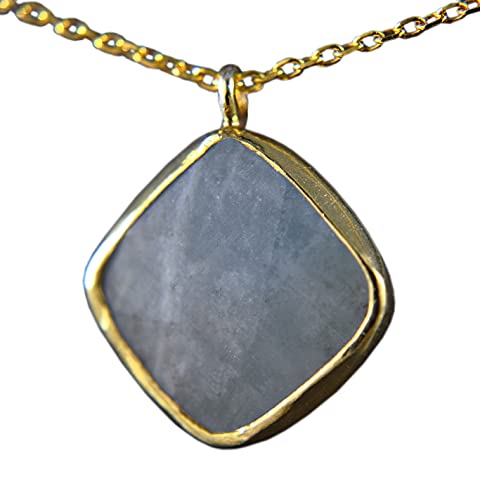 Aquamarin 925 Sterling Silber Heilstein Kette Gold Blau
