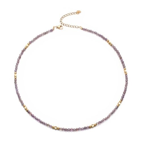 Aleasha Amethyst Kette Boho Halskette Damen Edelstahl Mit