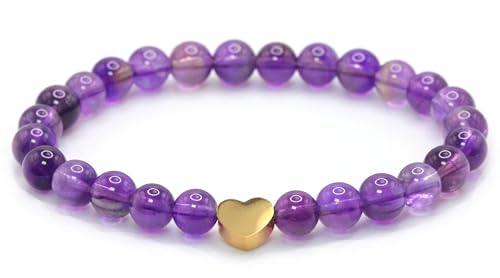 Echtes Amethyst Edelstein Armband Mit 6mm Perlen Und