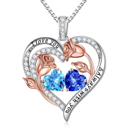 Tingn Aquamarin Halskette Damen Silber 925 Silberkette Mit