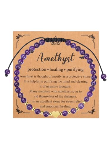 Crystaltears Amethyst Armband Damen Verstellbarer 4mm Beads Perelenarmband